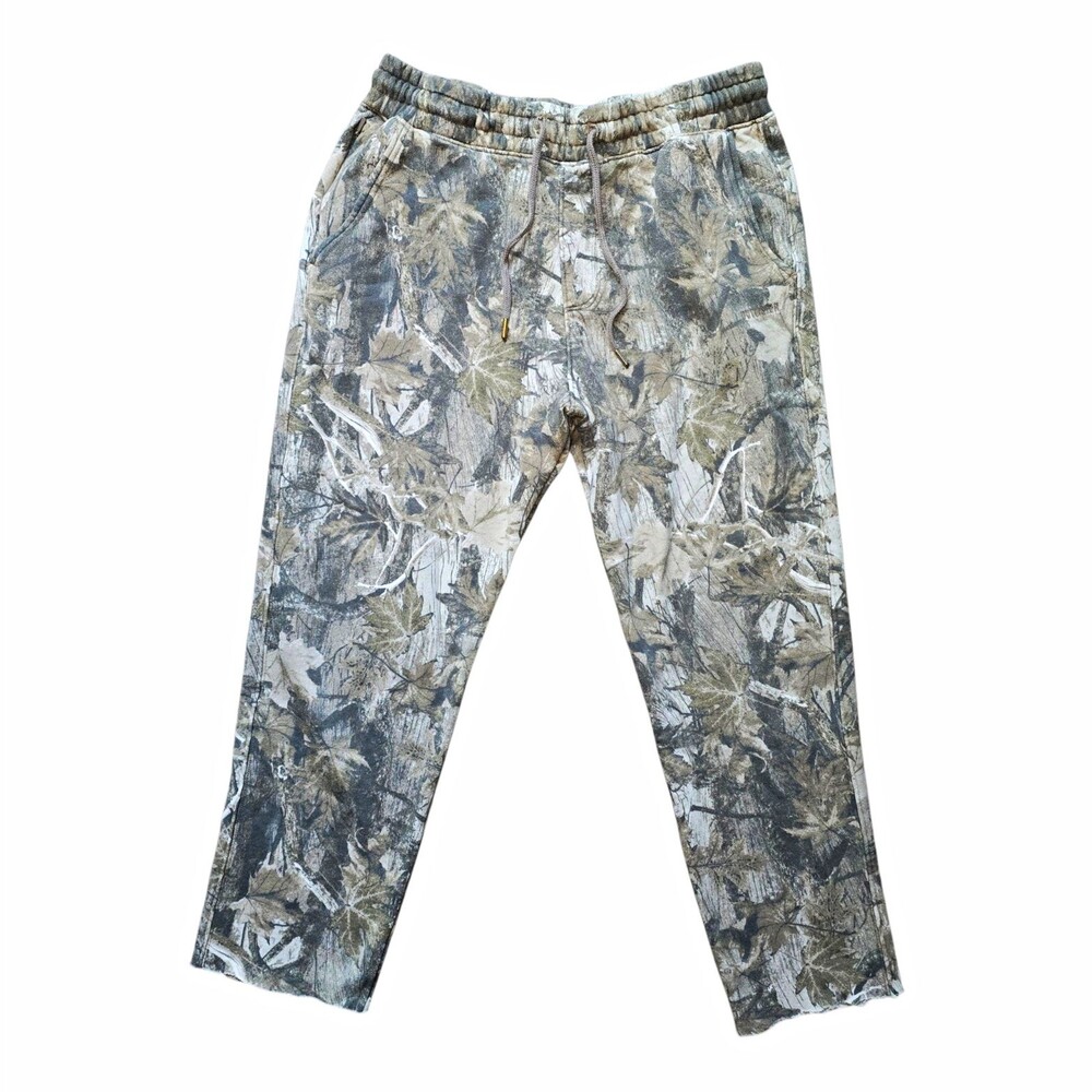 Hollister Mens Medium RealTree Camo Fleece Sweatpants Cut Off Raw Hem Jogger